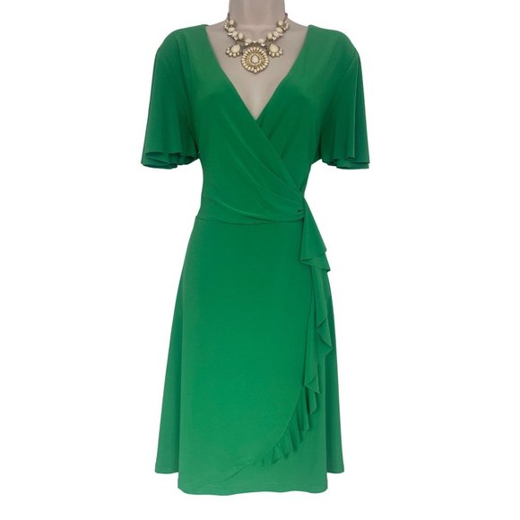 Lauren Ralph Lauren Dresses & Skirts - Size 14 RALPH LAUREN GREEN CASCADE RUFFLE DRESS Day/Evening Spring Summer Party